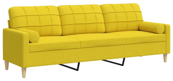 3místná pohovka s polštáři světle žlutá 210 cm textil 3278206