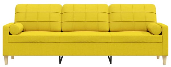 3místná pohovka s polštáři světle žlutá 210 cm textil 3278206