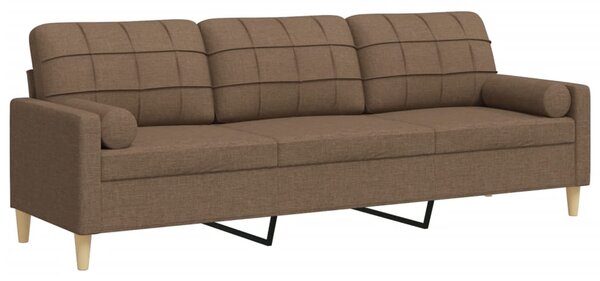 3místná pohovka s polštáři hnědá 210 cm textil 3278204