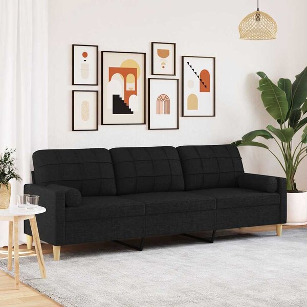 3místná pohovka s polštáři černá 210 cm textil 3278205
