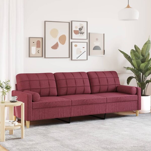 3místná pohovka s polštáři vínová 210 cm textil 3278207