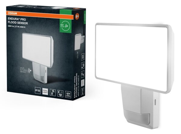 Bílý venkovní LED reflektor 27 W, studená bílá