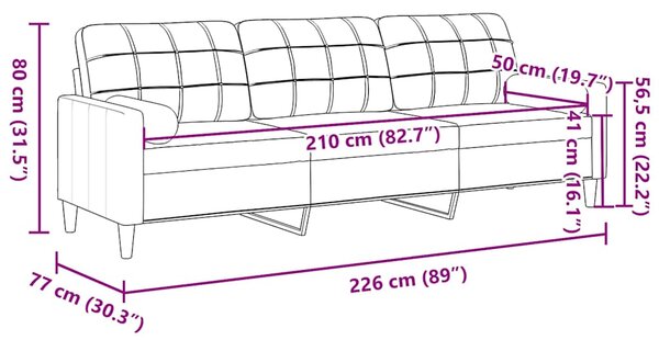 3místná pohovka s polštáři černá 210 cm textil 3278205