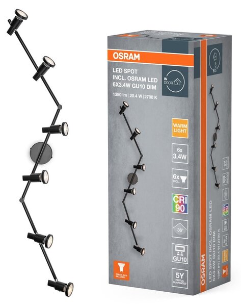 Černé stropní svítidlo LED Spot 1198 mm 36°, teplá bílá
