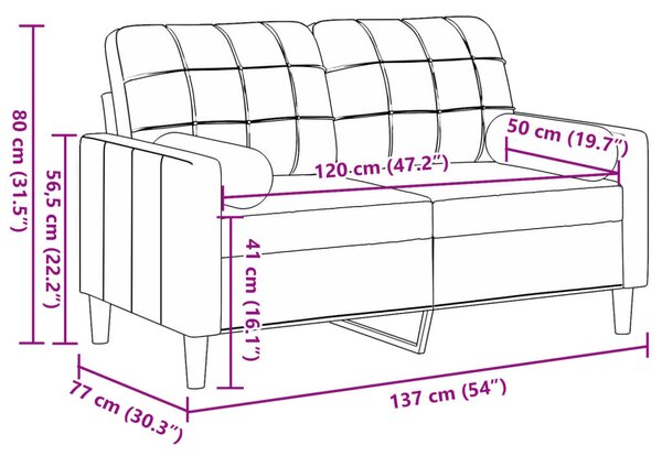 2místná pohovka s polštáři růžová 120 cm samet 3278212