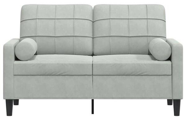 2místná pohovka s polštáři světle šedá 120 cm samet 3278209