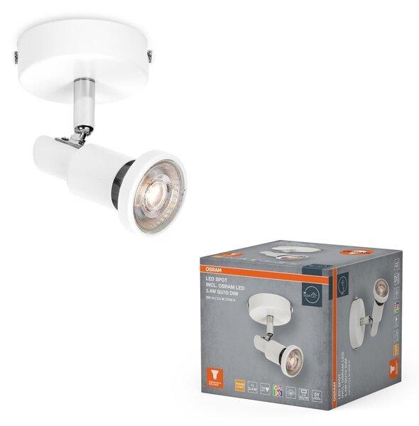 Bílé stropní svítidlo LED Spot 80 mm 36°, teplá bílá