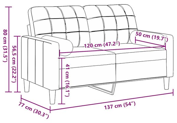 2místná pohovka s polštáři krémová 120 cm samet 3278217