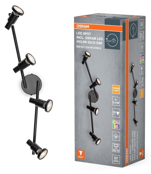 Černé stropní svítidlo LED Spot 684 mm 36°, teplá bílá