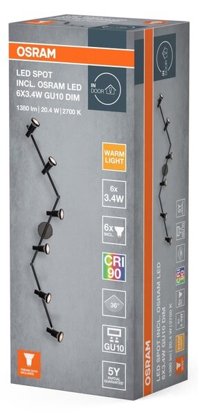 Černé stropní svítidlo LED Spot 1198 mm 36°, teplá bílá