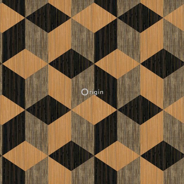 Geometrická vliesová tapeta, imitace rohože 357215, Matières - Wood, Origin