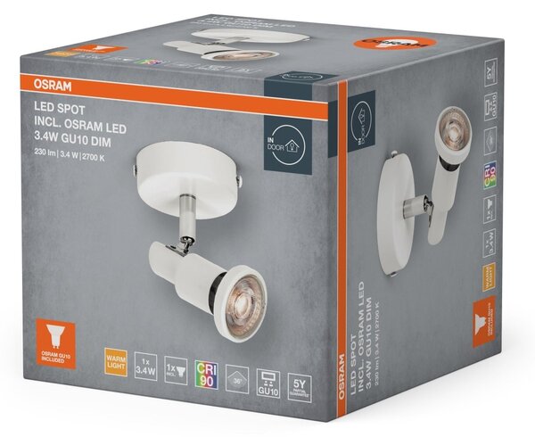 Bílé stropní svítidlo LED Spot 80 mm 36°, teplá bílá