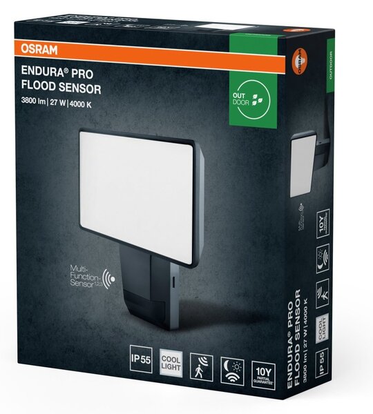 Tmavě šedý venkovní LED reflektor 27 W, studená bílá