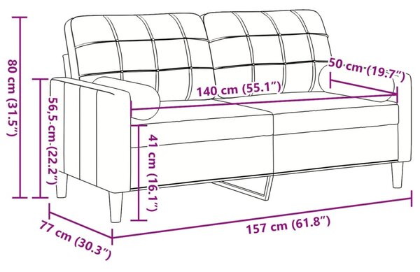 2místná pohovka s polštáři vínová 140 cm samet 3278223