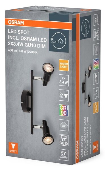 Černé stropní svítidlo LED Spot 256 mm 36°, teplá bílá