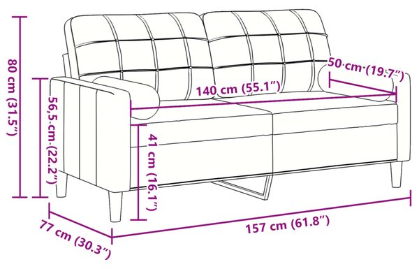 2místná pohovka s polštáři tmavě šedá 140 cm samet 3278220