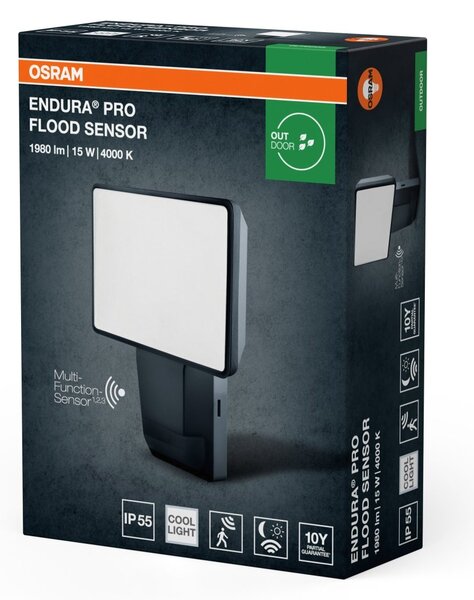 Tmavě šedý venkovní LED reflektor 15 W, studená bílá