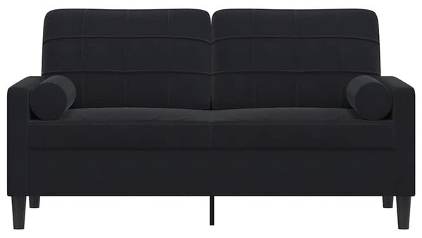 2místná pohovka s polštáři černá 140 cm samet 3278224