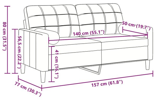 2místná pohovka s polštáři růžová 140 cm samet 3278222