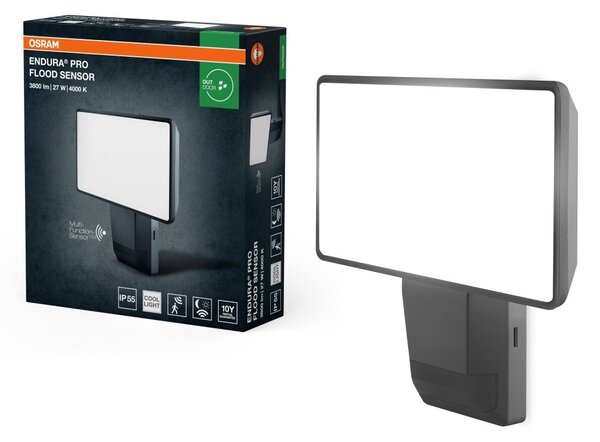Tmavě šedý venkovní LED reflektor 27 W, studená bílá