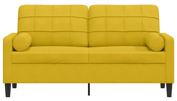2místná pohovka s polštáři žlutá 140 cm samet 3278225