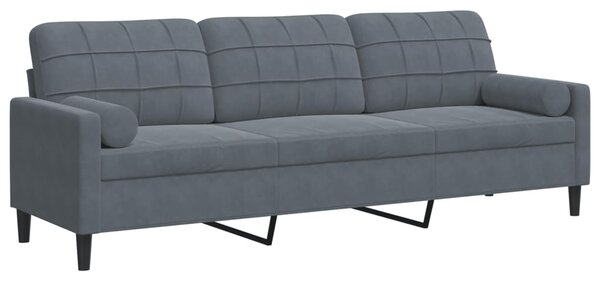 3místná pohovka s polštáři tmavě šedá 210 cm samet 3278240
