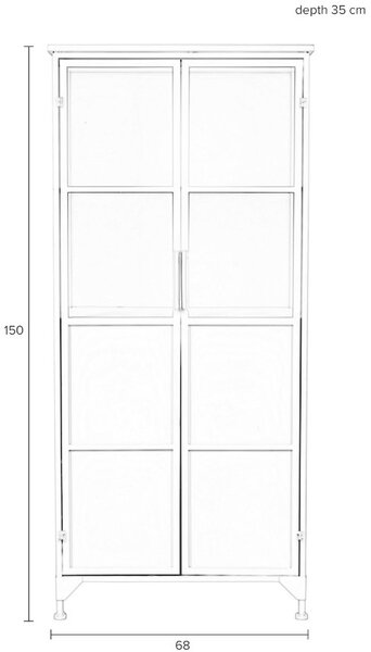 White Label Bílá kovová vitrína WLL Miya 150 x 68 cm