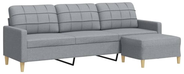 3místná pohovka s podnožkou světle šedá 210 cm textil 3278249