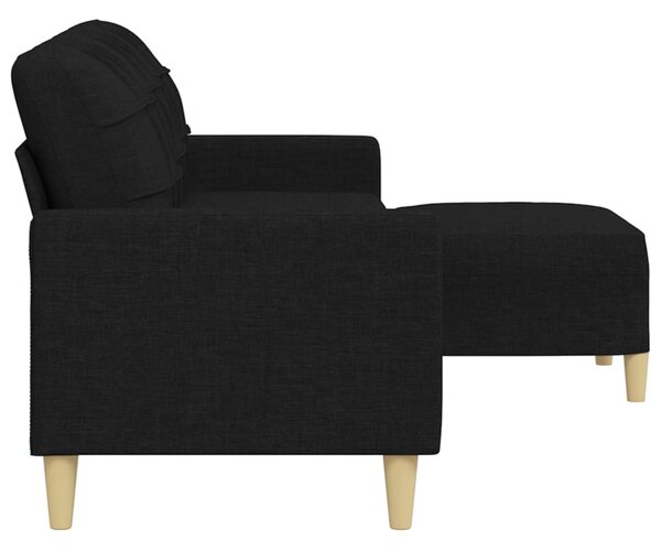 3místná pohovka s podnožkou černá 210 cm textil 3278253