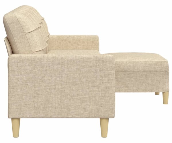 3místná pohovka s podnožkou krémová 210 cm textil 3278251