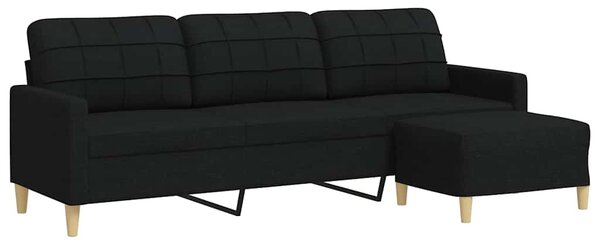 3místná pohovka s podnožkou černá 210 cm textil 3278253