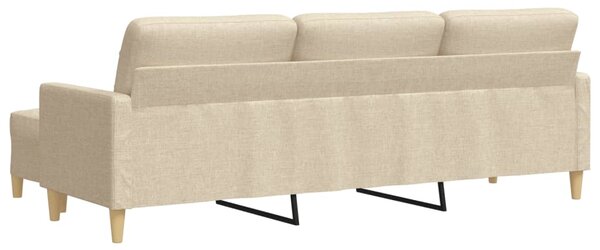 3místná pohovka s podnožkou krémová 210 cm textil 3278251
