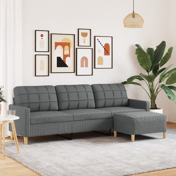 3místná pohovka s podnožkou tmavě šedá 210 cm textil 3278250