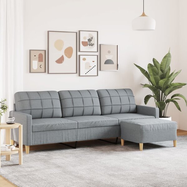 3místná pohovka s podnožkou světle šedá 210 cm textil 3278249