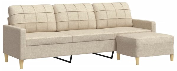 3místná pohovka s podnožkou krémová 210 cm textil 3278251