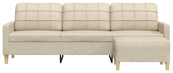 3místná pohovka s podnožkou krémová 210 cm textil 3278251