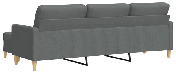 3místná pohovka s podnožkou tmavě šedá 210 cm textil 3278250