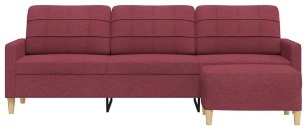 3místná pohovka s podnožkou vínová 210 cm textil 3278255