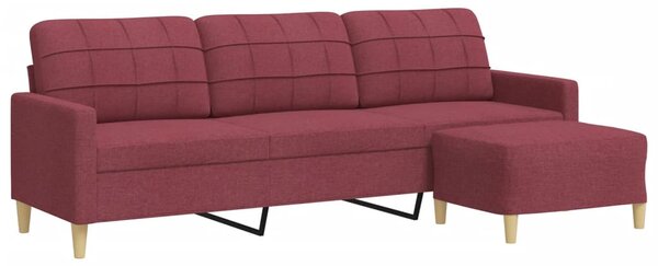 3místná pohovka s podnožkou vínová 210 cm textil 3278255