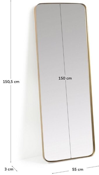 Zlaté kovové nástěnné zrcadlo Kave Home Marco 150,5 x 55 cm