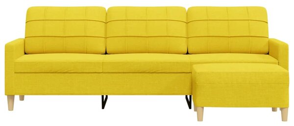 3místná pohovka s podnožkou světle žlutá 210 cm textil 3278254
