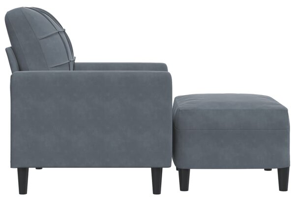 Křeslo s podnožkou tmavě šedé 60 cm samet 3278258