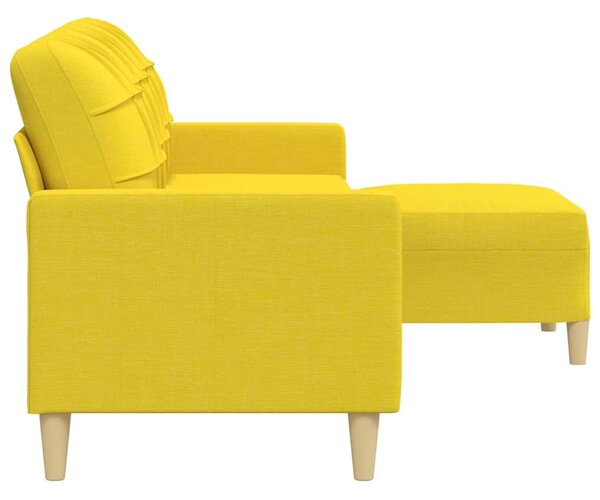3místná pohovka s podnožkou světle žlutá 210 cm textil 3278254