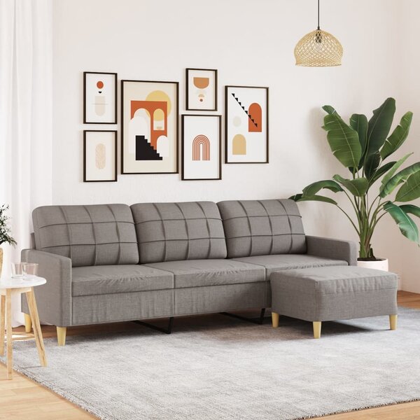 3místná pohovka s podnožkou taupe 210 cm textil 3278256