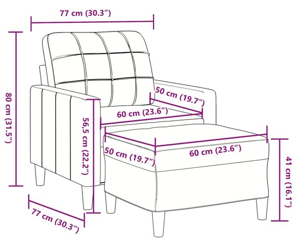 Křeslo s podnožkou tmavě šedé 60 cm samet 3278258