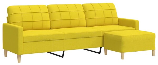 3místná pohovka s podnožkou světle žlutá 210 cm textil 3278254