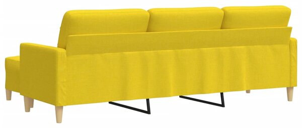 3místná pohovka s podnožkou světle žlutá 210 cm textil 3278254