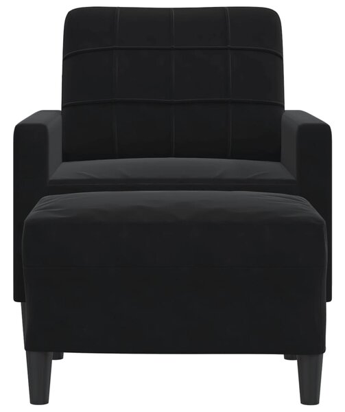 Křeslo s podnožkou černé 60 cm samet 3278262