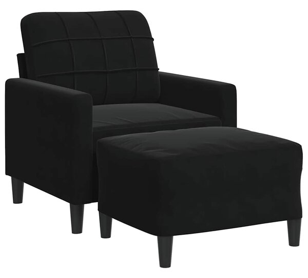 Křeslo s podnožkou černé 60 cm samet 3278262