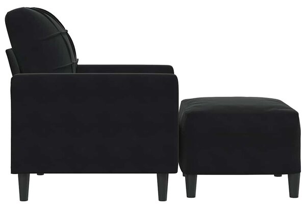 Křeslo s podnožkou černé 60 cm samet 3278262